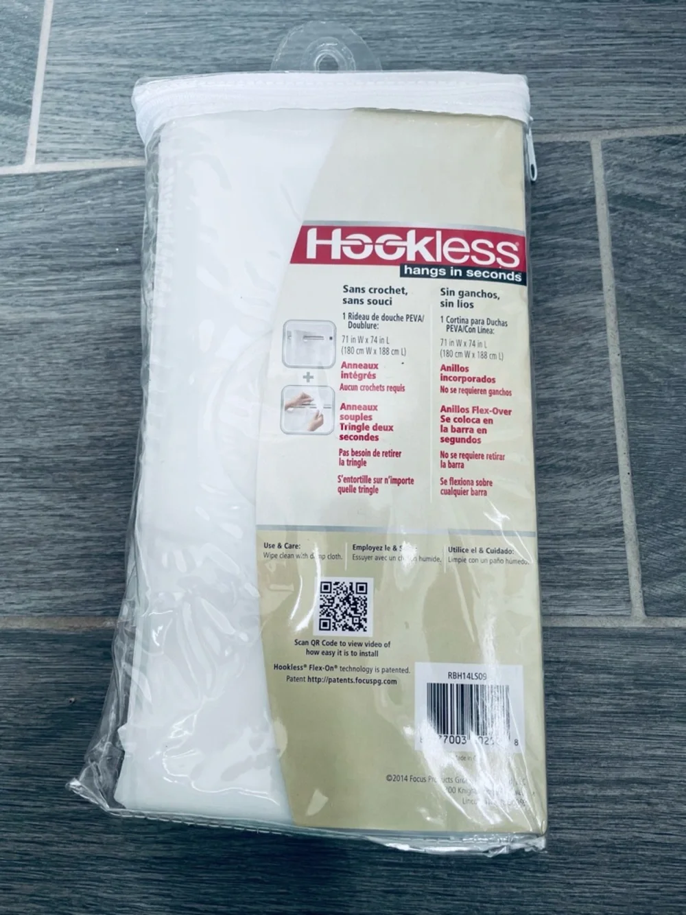 Brand New Hookless PEVA Shower Curtain/Liner - Frosty White, 71